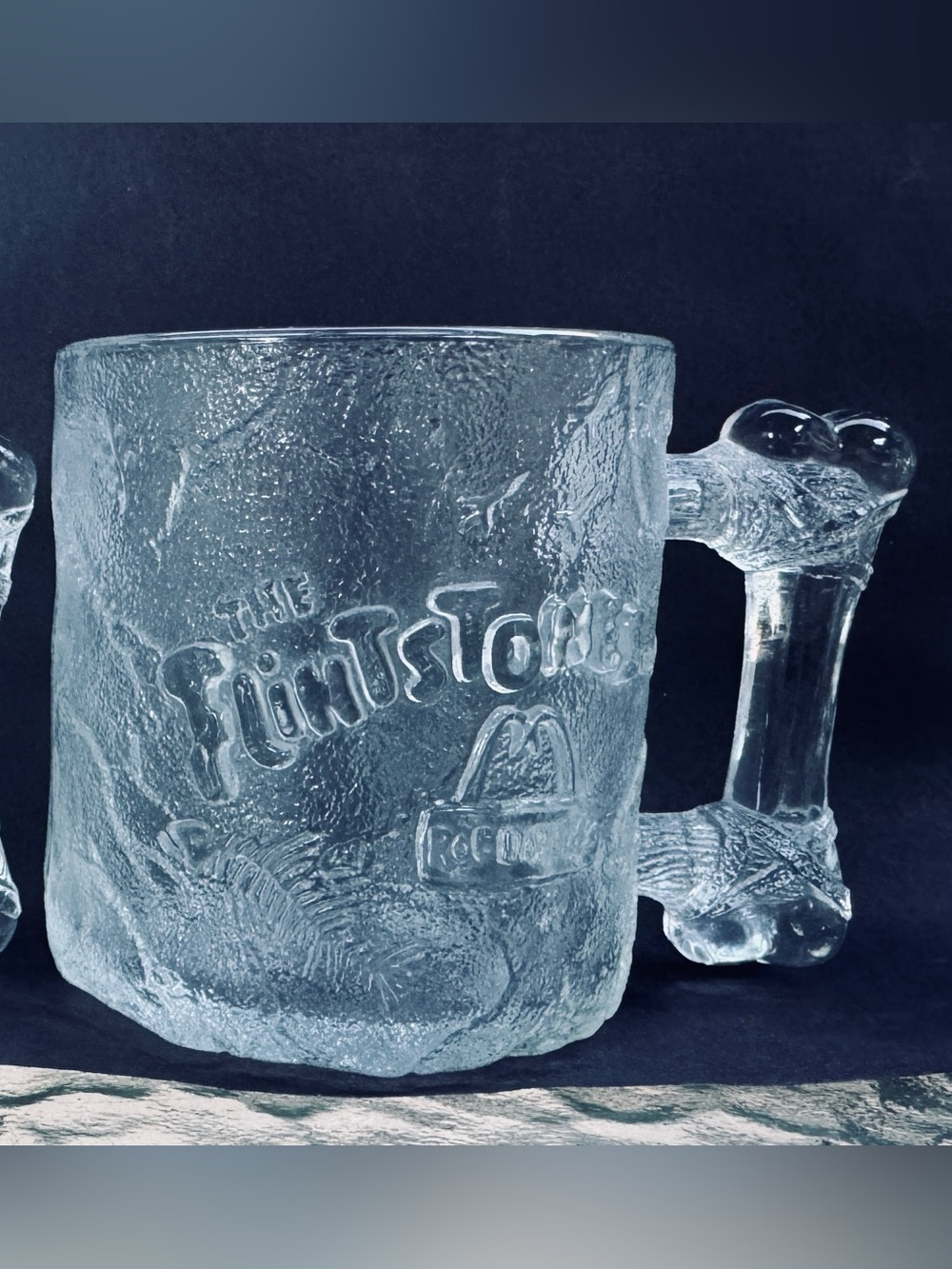 McDonald's Clear Textured Glass Mug with Embossed Logo - Transparent
